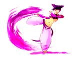  bad_deviantart_id bad_id barefoot black_hair breasts detached_sleeves drill_hair feet fighting_stance fingerless_gloves full_body gloves glowing glowing_eye halter_top halterneck han_juri medium_breasts midriff nail_polish pink_eyes purple_nails short_hair smile solo street_fighter street_fighter_iv_(series) toeless_legwear twin_drills 