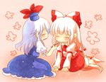  :&gt; bad_id bad_pixiv_id chibi closed_eyes feeding fujiwara_no_mokou kamishirasawa_keine multiple_girls touhou zawameki 