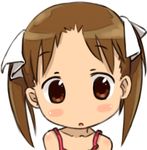  bad_id bad_pixiv_id brown_eyes brown_hair chibi hair_ribbon ichigo_mashimaro lowres matsuoka_miu ribbon shiki_(guwang) solo twintails 