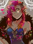  bow breasts cleavage feather_boa heart kome_(kokomoti) lipstick makeup medium_breasts one_eye_closed red_hair solo tegaki tengen_toppa_gurren_lagann yellow_eyes yoko_littner 