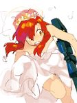  anti-materiel_rifle bridal_veil bride dress flower gun red_hair rifle running sniper_rifle solo strapless strapless_dress tegaki tengen_toppa_gurren_lagann veil weapon wedding_dress white_dress yoko_littner zukki_(suzukio) 