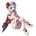  bad_id bad_pixiv_id bat_wings blue_hair crossed_legs fang full_body geppewi hat highres red_eyes remilia_scarlet ribbon short_hair sitting smile solo touhou transparent_background wings 