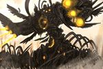  bad_pixiv_id ganesagi glowing monster no_humans original simple_background spikes white_background wings 