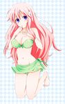  1girl baka_to_test_to_shoukanjuu bikini blush bra breasts female full_body himeji_mizuki lingerie long_hair pink_hair smile solo swimsuit underwear 