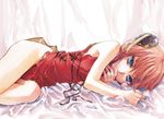  blue_eyes brown_hair bun_cover china_dress chinese_clothes double_bun dress gintama kagura_(gintama) lying natsuhiko on_side short_hair solo 