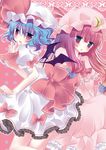  bad_id bad_pixiv_id bat_wings blue_hair crescent gradient_hair hair_ribbon hat hat_ribbon long_hair multicolored_hair multiple_girls patchouli_knowledge pink_hair purple_hair remilia_scarlet ribbon shibainu_niki short_hair touhou wings 