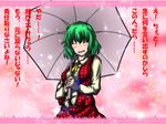  bad_id bad_pixiv_id blush closed_eyes confession happy kazami_yuuka parasol pov sakura_(end_of_showa) smile solo touhou translated umbrella 