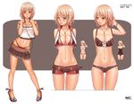  bikini blonde_hair bow bow_bra bow_panties bra breasts cleavage concept_art glasses green_eyes headphones high_heels karalina_(karanak) karanak legs lingerie lips lowleg medium_breasts miniskirt navel original panties pleated_skirt shoes short_hair simple_background skindentation skirt swimsuit underwear underwear_only whale_tail 