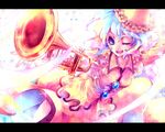  frills instrument letterboxed merlin_prismriver one_eye_closed solo touhou trumpet virginia_complex 
