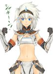  bad_id bad_pixiv_id belt blue_eyes gloves hairband horn kirin_(armor) loincloth midriff monster_hunter navel solo white_hair yuni_(rene) 