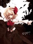  ascot blonde_hair hair_ribbon highres memai open_mouth outstretched_arms red_eyes ribbon rumia shirt short_hair skirt skirt_set smile solo touhou 