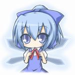  blue_dress blue_eyes blue_hair bottomless child cirno cropped dress fairy loli ribbon solo standing touhou 