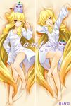  angel angelia_avallone aq_interactive arcana_heart arcana_heart_2 artist_request atlus barefoot bed blush character_request examu halo lying malin_(arcana_heart) v wince wink 