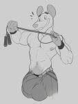  anthro briefs clothed clothing greyscale hewge huge_bulge male mammal monochrome nipples rodent smile solo standing topless underwear 