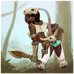  bone bone_(armor) capcom dark_skin dreadlocks hairlocs lips monster_hunter shield skull sword tribal weapon 