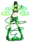  black_hair boots controller falcoon game_console game_controller gamepad green green_footwear hair_ornament hairclip lips microsoft midriff navel one_eye_closed personification short_shorts shorts solo xbox xbox-tan 