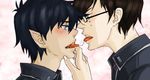  2boys ao_no_exorcist brothers incest kiss male male_focus multiple_boys okumura_rin okumura_yukio siblings twins yaoi 