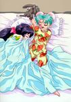  2girls amano_misao_(pretty_sammy) bed child eyes_closed kawai_sasami masaki_sasami_jurai multiple_girls open_mouth pajamas pillow pretty_sammy ryo-ohki ryou-ouki sleaping sleeping tenchi_muyo tenchi_muyou! 