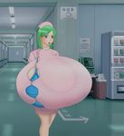  ail_soft bra breast_expansion gigantic_breasts green_hair motomura_taeko nurse nurse_nikutai_kaizou_karte wardrobe_malfunction 