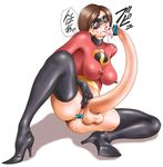  autofellatio disney dusty_heaven elastigirl futanari helen_parr high_heels penis short_hair the_incredibles thigh_boots 