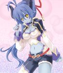  asmodeus_(shinrabansho) asmodeus_(shinrabanshou) blue_hair blue_skin breasts demon_girl demon_tail horns long_hair pointy_ears shinrabansho shinrabanshou tail yellow_eyes 