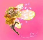  black_legwear black_thighhighs blonde_hair bracelet breasts choker cleavage dragon_quest dragon_quest_ix fairy female flower hair_flower hair_ornament jewelry level-5 sandy_(dq9) solo thighhighs wings yellow_eyes zettai_ryouiki 