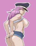  breasts capcom denim denim_shorts final_fight hat huge_breasts peaked_cap pink_hair poison poison_(final_fight) shorts 