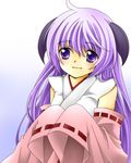  hanyuu highres higurashi_no_naku_koro_ni horns japanese_clothes long_hair purple_eyes purple_hair 