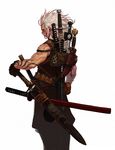  belt belts claymore_(sword) dungeon_and_fighter dungeon_fighter_online facial_tattoo katana knife multiple_swords npc pouch solderos strap straps sword tattoo weapon white_hair 