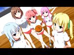  5girls basketball blonde_hair bloomers blue_hair braid brown_hair buruma glasses green_eyes gym_uniform hair_ribbon hakamada_hinata hands_on_hips kashii_airi loli long_hair minato_tomoka misawa_maho multiple_girls nagatsuka_saki open_mouth pink_eyes pink_hair purple_eyes red_eyes red_hair ribbon ro-kyu-bu! rou-kyuu-bu! side_ponytail smile twintails underwear 