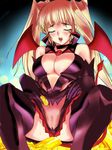  artist_request blush breasts cameltoe cleavage coin coins demon_girl horns kenjuurou monster_girl succubus tail wings 