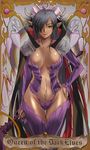  1girl areolae artist_request black_hair breasts dark_elf dark_skin demon_girl discordia_origa elf hand_on_hip horns kenjuurou kuroinu_kedakaki_seijo_wa_hakudaku_ni_somaru kuroinu_~kedakaki_seijo_wa_hakudaku_ni_somaru~ large_breasts liquid liquid_(company) long_pointy_ears monster_girl nexton nipple_slip nipples origa_discordia pointy_ears revealing_clothes solo staff standing succubus very_long_hair yellow_eyes 