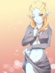  1girl blue_skin microspace midna midna_(true) nintendo orange_hair pointy_ears red_eyes smile spoilers the_legend_of_zelda the_legend_of_zelda:_twilight_princess twili_midna twilight_princess wink 