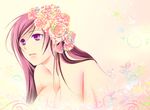  breasts brown_hair female final_fantasy final_fantasy_vii flower hair_ornament huge_breasts long_hair lying nude purple_eyes solo tifa_lockhart x_(pixiv311189) x_(vsx) 