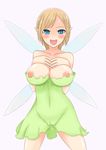  1girl artist_request blush breasts cameltoe dress fairy large_breasts monaka_(gatinemiku) nipples pointy_ears simple_background smile solo wings 