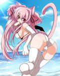  animal_ears ass bad_id bad_pixiv_id bikini breasts cat_ears cat_paws cat_tail cloud day elbow_gloves fat_mons food gloves hair_ribbon ice_cream large_breasts light_rays long_hair looking_at_viewer looking_back mouth_hold ocean original panties paws pink_hair red_eyes ribbon skindentation sky smile solo sunbeam sunlight swimsuit tail takatsuki_ichi thigh_gap thighhighs underwear water white_bikini white_gloves white_legwear white_panties 