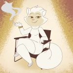  2018 anthro cats_don&#039;t_dance chair cigarette clothing domestic_cat dress felid feline felis female mammal monochrome sawyer_(cats_don&#039;t_dance) sepia smoke solo tvma watch 