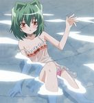  dress flat_chest green_hair highres omamori_himari panties red_eyes see-through shizuku_(omamori_himari) short_hair underwear water wet 