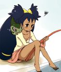  axew blush dark_skin feet female gym_leader iris_(pokemon) pokemon pokemon_(anime) pokemon_(game) pokemon_black_and_white pokemon_bw purple_hair 