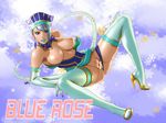  blue_eyes blue_hair blue_rose_(tiger_&amp;_bunny) breasts censored earrings eyeshadow fingernails fingernails_over_gloves gloves jewelry large_breasts lipstick makeup nipples pussy thighhighs tiger_&amp;_bunny 