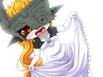  amau_(artist) amau_(kosmos) blush dress elbow_glove elbow_gloves gloves imp imp_midna looking_at_viewer midna orange_hair pointy_ears red_eyes the_legend_of_zelda the_legend_of_zelda:_twilight_princess twilight_princess wedding_dress yellow_sclera 