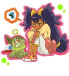  axew brown_eyes dark_skin hat iris_(pokemon) pokemon pokemon_(anime) pokemon_(game) pokemon_black_and_white pokemon_bw purple_hair 