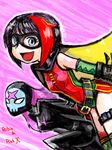  2girls ame-comi carrie_kelly character_name company_connection crossover dc_comics domino_mask duo elbow_gloves female gauntlets genderswap gloves kitten_(teen_titans) mask multicolored_hair multiple_girls pink_x pixiv_thumbnail resized robin robin_(dc) short_hair smile sukaponta teen_titans two-tone_hair 