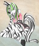  blush boy crossdressing furry hooves looking_over_shoulder multicolored_hair trap zebra 