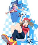  2girls bike_shorts blue_hair brown_hair haruka_(pokemon) hiromi_(pokemon) majin_(artist) majin_(marcia) multiple_girls pixiv_manga_sample pokemon pokemon_(anime) pokemon_(game) pokemon_rse pokemon_ruby_and_sapphire 