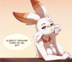  2019 2d_animation animated anthro breasts dialogue digital_media_(artwork) english_text evomanaphy female lagomorph looking_at_viewer mammal nintendo pok&eacute;mon pok&eacute;mon_(species) scorbunny smile solo text video_games 