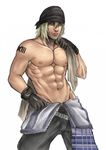  abs chest final_fantasy final_fantasy_xiii hat male male_focus muscle pecs snow_villiers solo tattoo topless 