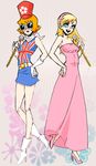  2girls boots cartoon_network dc_comics dress glasses hat high_heel_boots high_heels kitten_(teen_titans) mad_maude multiple_girls multiple_persona pink_dress pink_shoes pixiv_manga_sample shoes teen_titans white_shoes 