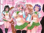 4girls blush breast_grab character_request grabbing multiple_girls open_mouth pink_hair rtk to_love-ru toloveru 