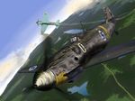  airplane bf_109 cloud damaged finland flying fokker la-5 lake original pilot punalentajien_kiusana scenery sky smoke star swastika war water weapon world_war_ii 